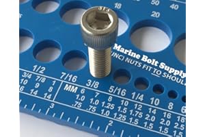 Marine Bolt Supply Nut, Bolt & Screw Gauge Standard & Metric Coarse & Fine Diameter, Length & Thread Pitch (Blue)