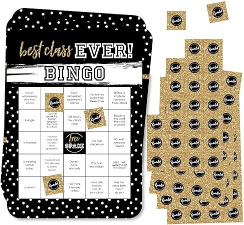 Amazon Big Dot Of Happiness 再統一 クラスメートビンゴカードとマーカー 学校クラス同窓会パーティビンゴゲーム 18個セット パーティーグッズ おもちゃ