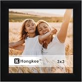 Hongkee 3x3 Picture Frame 1 Pack, Black Metal Small Frame -Real Glass Cover | 3 x 3 Frame Simple and Elegant Decor for Wall or Tabletop