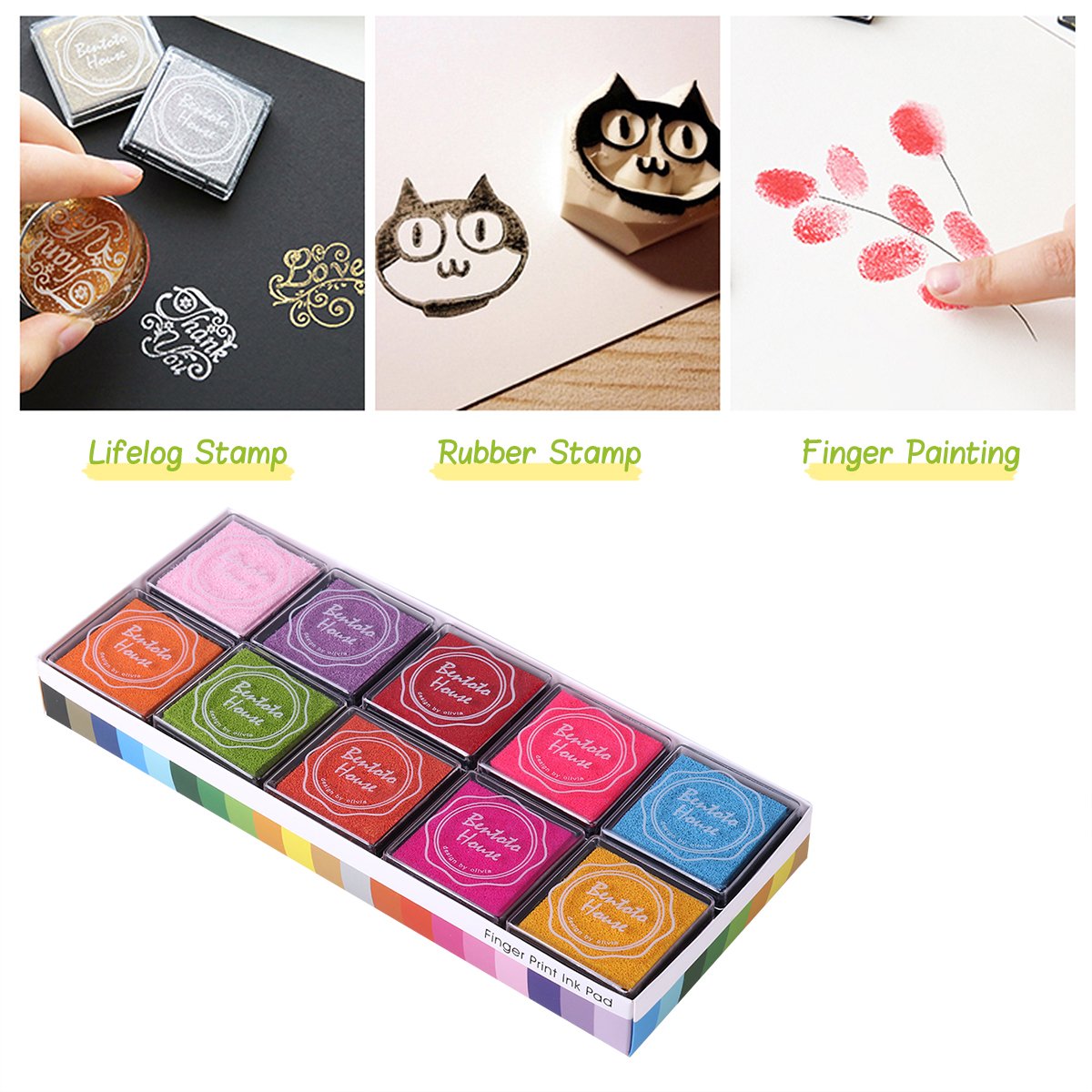 ULTNICE Fingerprint Ink Pad Multicolored Stamp Pad for Kids DIY ,20pcs