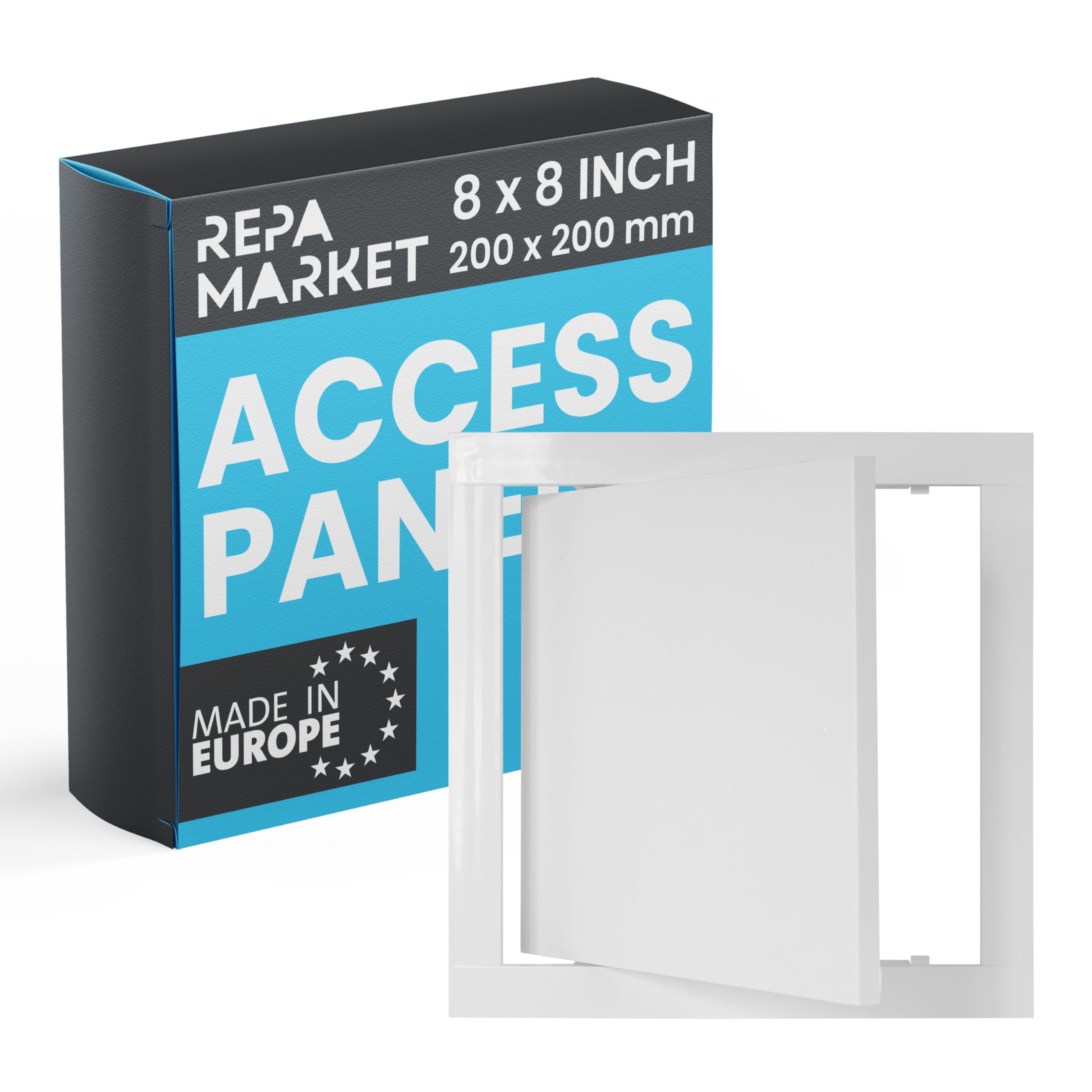 Repa Market 200 x 200 mm White Plastic Inspection Hatch - Plasterboard Access Panel for Walls & Ceilings, Bath Panel & Fuse Box Cover Cabinet, Access Hatch, Wall access panel for Plumbing & Electrical
