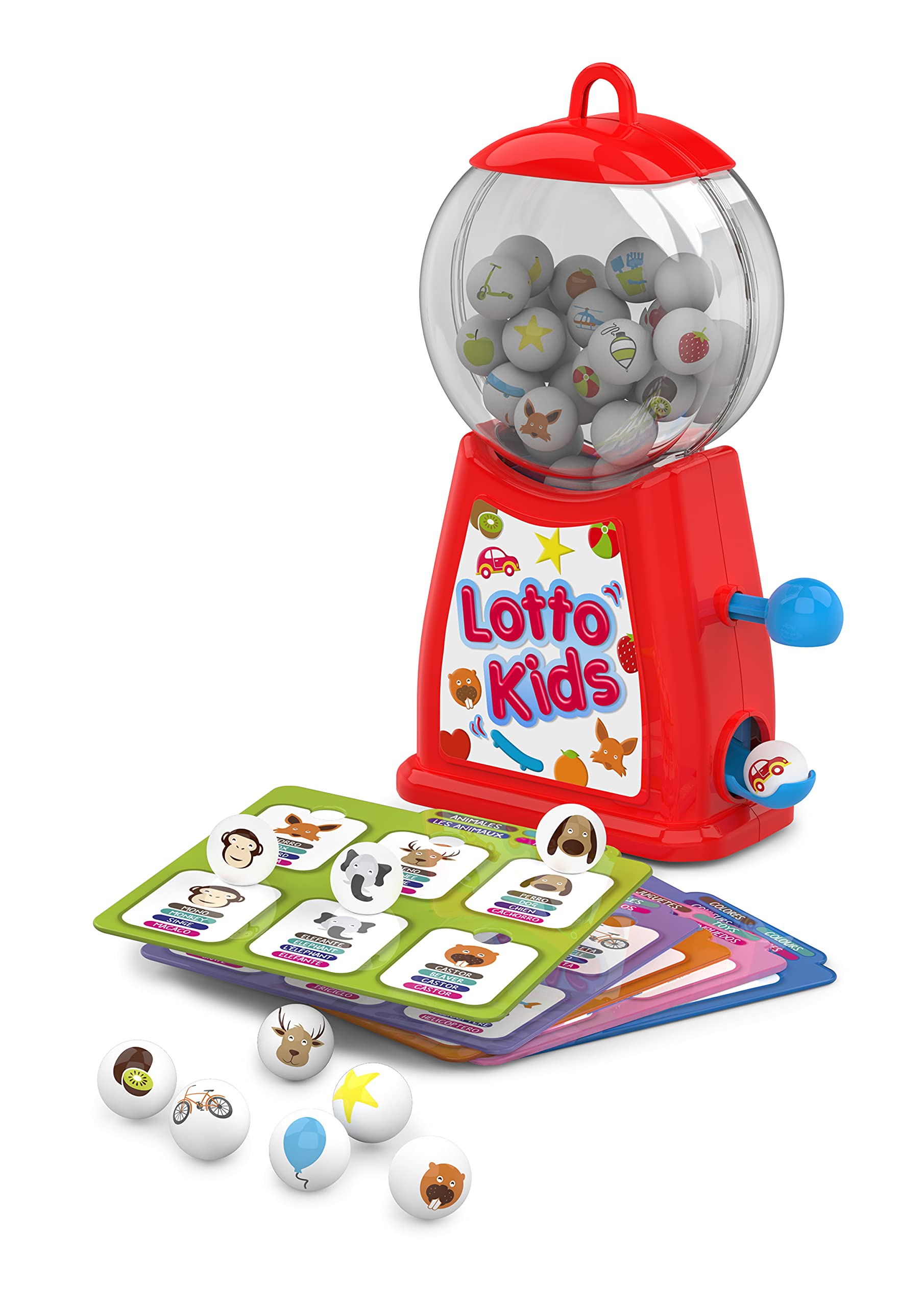 Chicos Lotto Kids. Educational Bingo for Children. Learn Words in 4 Different Languages: Spanish, Portuguese, English and French. From 3 years. 20701