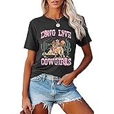 YHHR Womens Cow Skull Shirt Cowgirl Country Concert Tshirt Vintage Western Rodeo Graphic Tee Short Sleeve Casual Summer Top