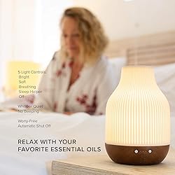 Essential Oil Diffuser Lamp, White Ceramic + Brown