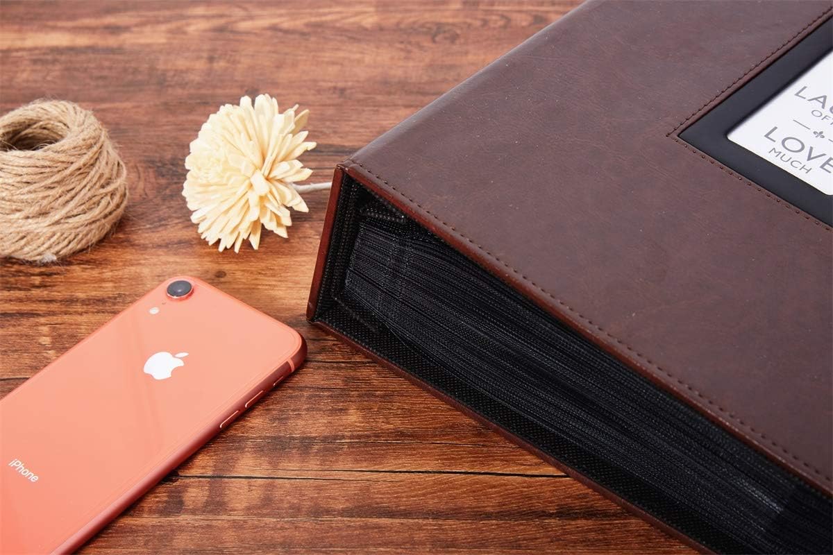 Ywlake Photo Album 10 x 15 500 cm Large Leather Slip-in Album for Portrait and Landscape Photos Pictures Brown - Image 3