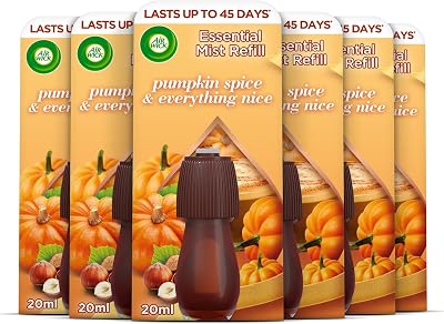 Air Wick Pumpkin Spice Essential Mist Refill 6 x 20ml Pack of 6 Natural Oils