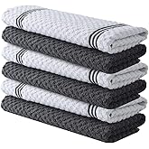 Infinitee Xclusives Premium Kitchen Towels – Pack of 6, 100% Cotton 15 x 25 Inches Absorbent Dish Towels - Tea Towels, Terry 