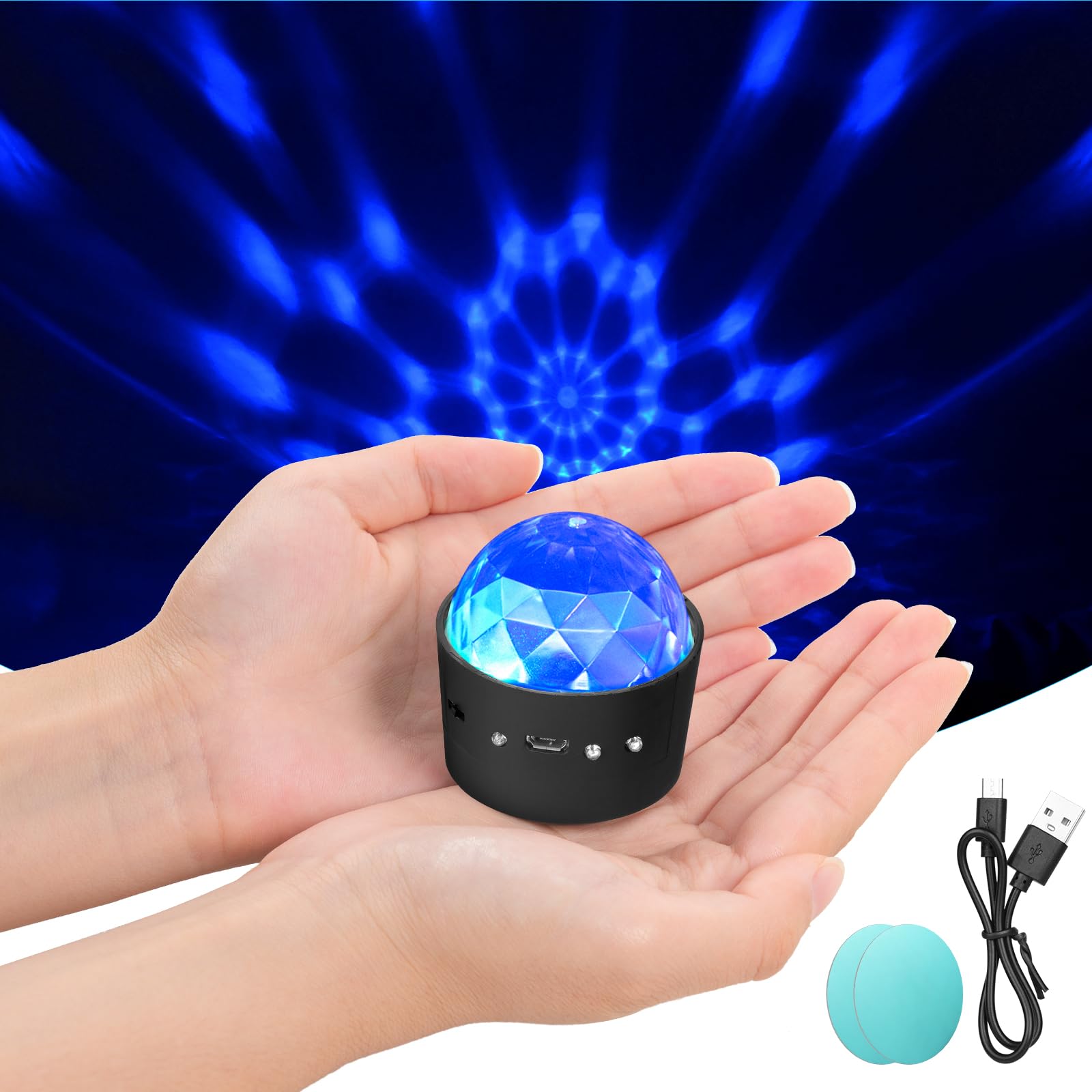 URAQT Mini Disco Ball Light - Self-Propelled Ball, Sound Activated Disco Lights for Parties, DJ Strobe Ball with Mirror and Glitter Effect, Stage Lights for Kids, Car, DJ, Party, Bar, Christmas