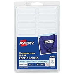 Avery No-Iron Fabric Labels, 1/2" x 1-3/4", Washer
