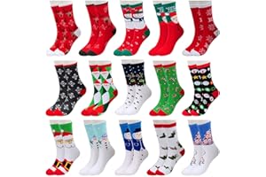 MarJunSep 15 Pairs Women's Christmas Socks Bulk Christmas Gifts Stocking Stuffers for Women Teens Adults Family Coworkers