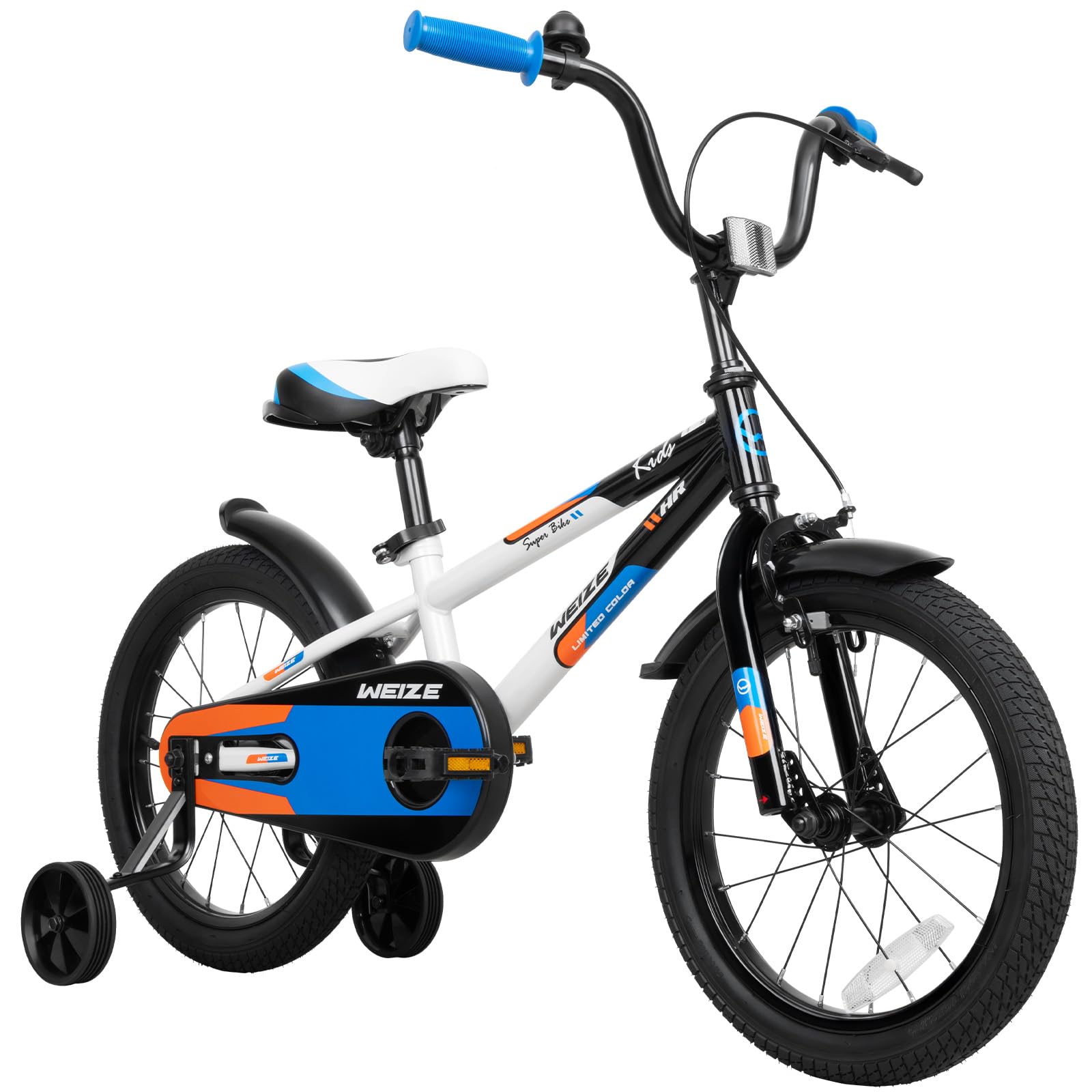 WEIZE Kids Bike, 16 Inch Children Bicycle for Boys & Girls Ages 4-6 Years Old, Rider Height 41-53 Inch, Adjustable Seat & Handlebars, Coaster Brake,Whiteblack Image