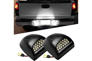 LESAUCE Full LED License Plate Light for Cadillac Escalade Tag Light for Chevy Silverado 1500 2500 3500 Suburban Tahoe GMC Sierra 1500 2500 3500 Yukon XL, 6000K White, Tag Lamp Assembly Replacemen