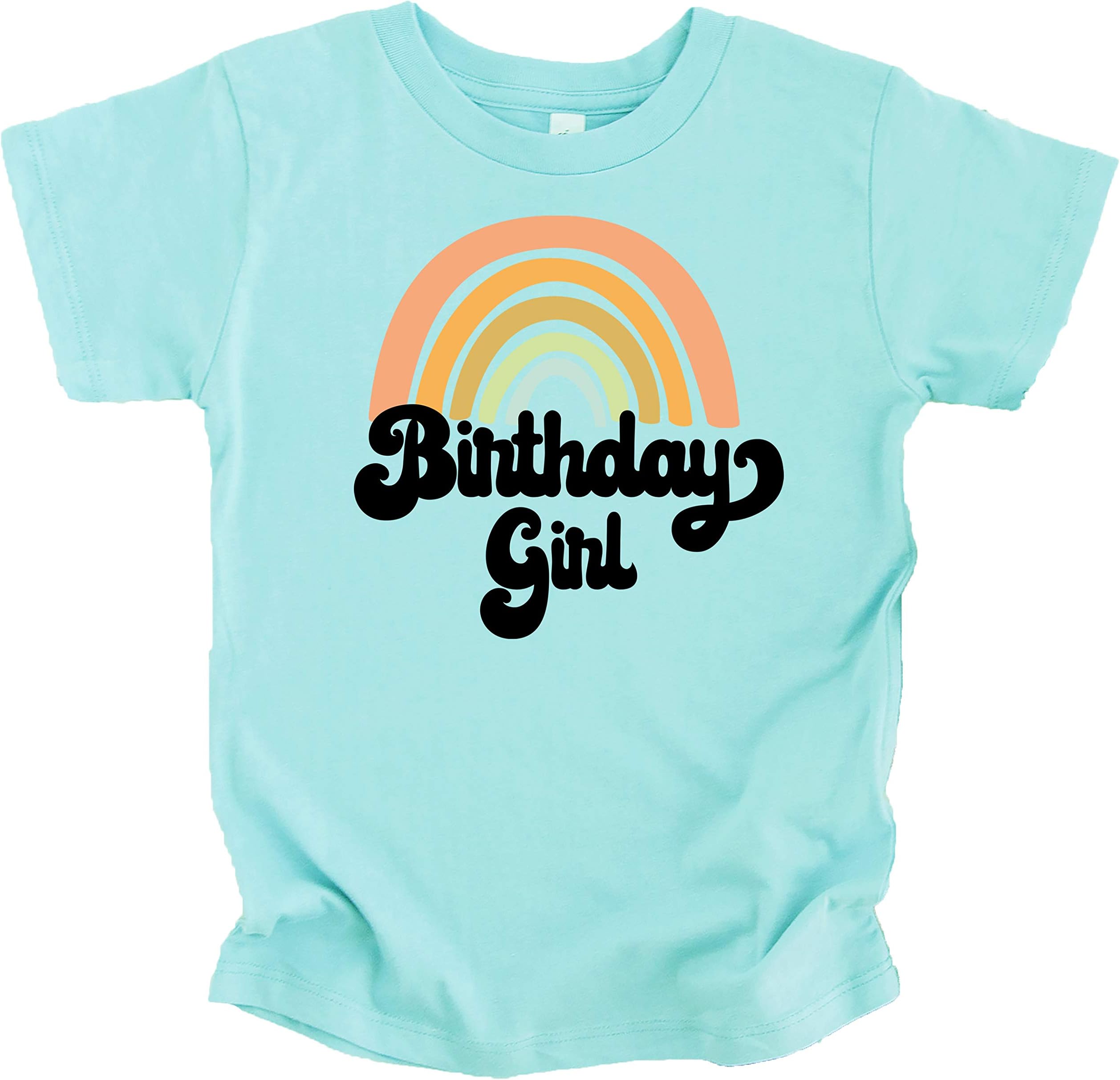 Retro Rainbow Birthday Girl Colorful Shirts for Baby and Toddler Girls Birthday Outfits