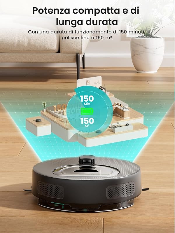 M330 Plus Robot Aspirapolvere Lavapavimenti 5000Pa, Grigio — foto 5 di 8