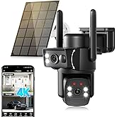 4K Solar Security Camera Wireless Outdoor with Dual-Lens,5G/2.4G WiFi Cameras for Home Security with WiFi 6,8MP Color Night ViSion,PIR Motion Detection,Auto Tracking,2-Way Audio,Spotlight Siren,Alexa