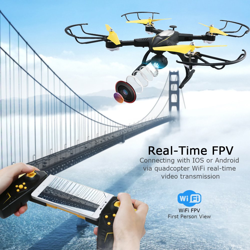 JJRC H39 RC Selfie Drone ,Kingtoys WIFI FPV Foldable Drone, 720P HD Camera Live Video,2.4GHz 4CH 6-Axis Gyro APP Control FPV Helicopters ,Altitude Hold, Gravity Sensor and Headless