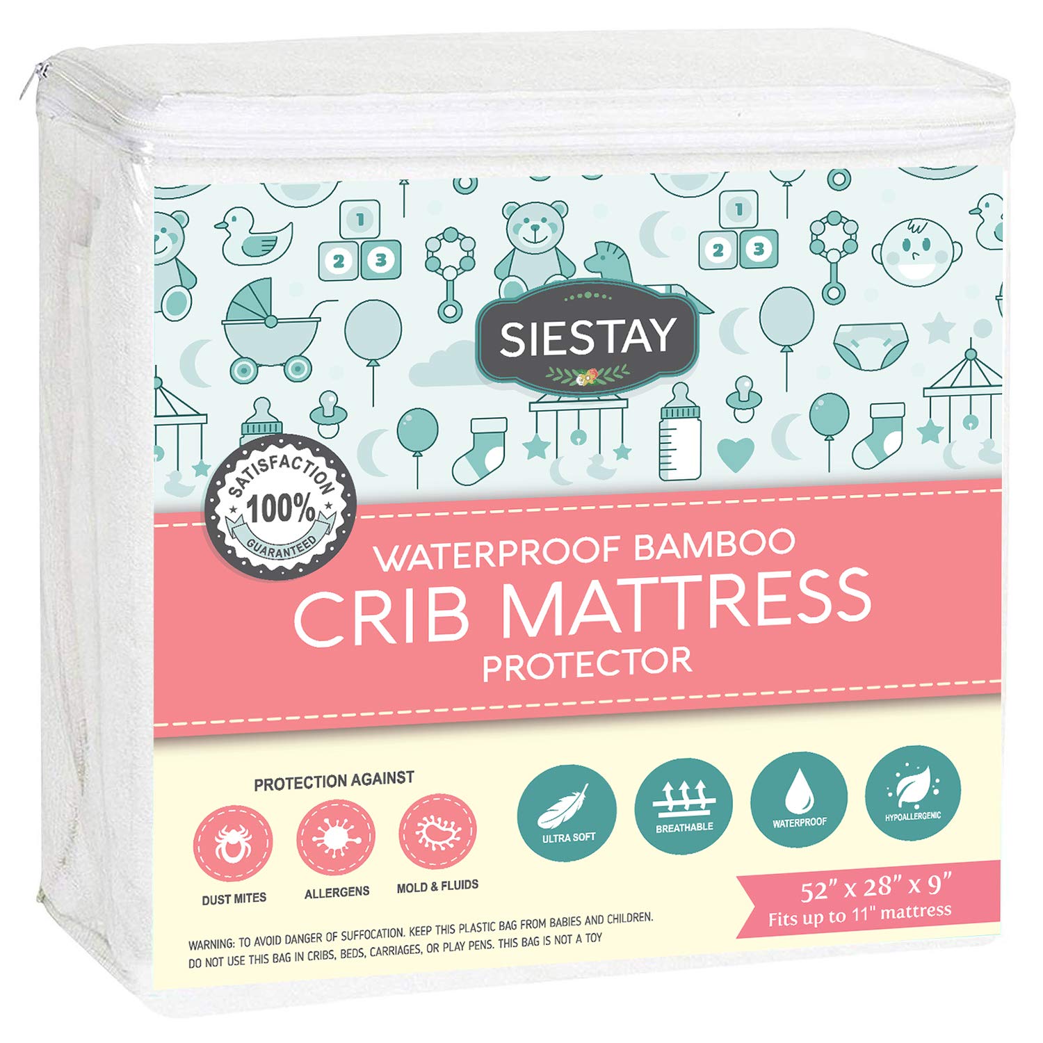 Siestay Crib Mattress Protector Cover Soft, Breathable and Waterproof