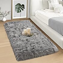 black and gray fur rug