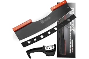AILUROPODA Pizza Cutter Rocker with Knife Sharpener & Protective Cover 16" Large Pizza Rocker Cutter Sharp Pizza Slicer 30Cr1