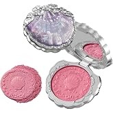 Flower Knows Shell's Jewel Silk Satin Blush, Bright Lavender Pink | Talc-Free Cheek Powder with Buildable Color &amp; Ultra-Fine Shimmer, Soft Lively Glow Finish, Vegan (02 Luna Pearl)