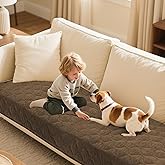 Turquoize Couch Cover for Dogs Washable Non-Slip Couch Covers for 3 Cushion Couch Sofa Pet Friendly Chenille Quilted Thick Soft Sofa Slipcover Furniture Protector Covers for Pet, 36 x 70Inch, Brown