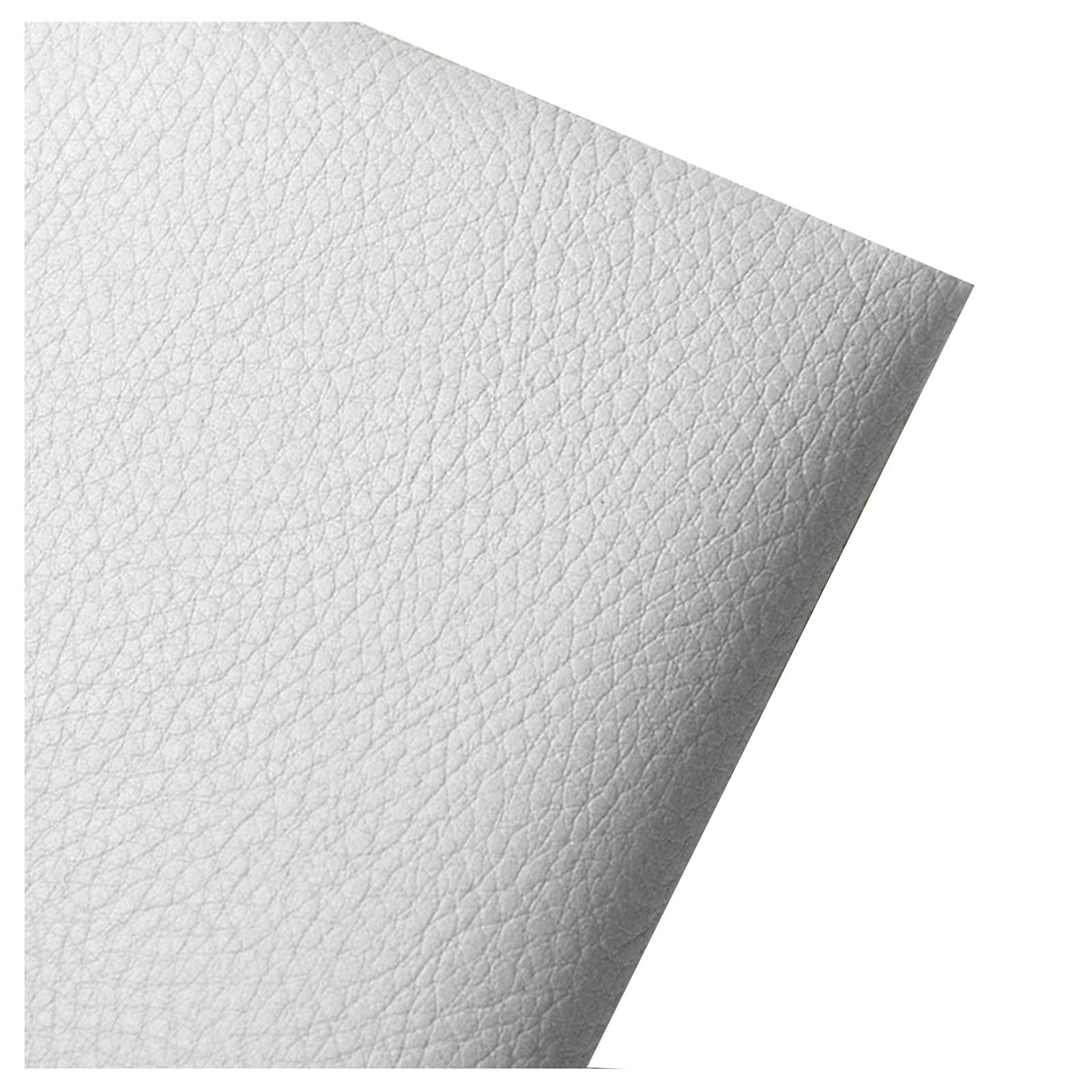 160cm/62'' Width Faux Leather Upholstery Fabric Sheets Lychee Texture Solid Color Vinyl Leatherette for Car Seats, Sofa Chair Furniture, Earrings Bows Craft Making(Size:160x300cm,Color:white)