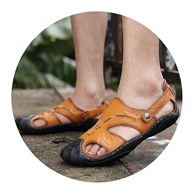 mens casual sandals leather