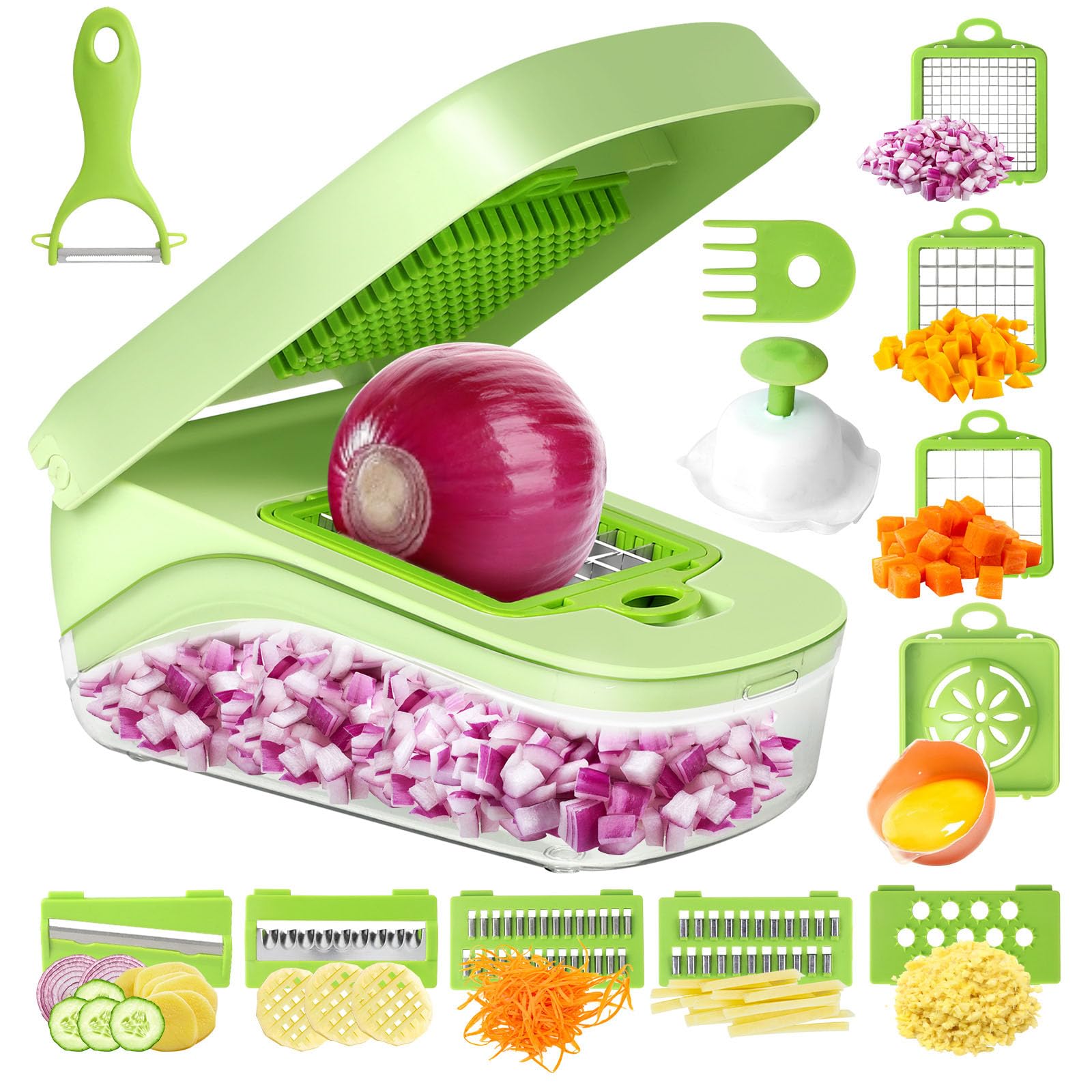 Photo 1 of 10-in-1 Vegetable Chopper | Multifunctional Food Chopper with 8 Blades & Container for Quick Slicing, Dicing & Salad Prep