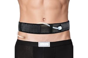 EASECARE Cozy Breathable Peritoneal Dialysis Belt PD Catheter Holder Adjustable Feeding G Tube Pouch Safety Secure Transfer Set Peg Tubing Accessories Men Women, Black Large