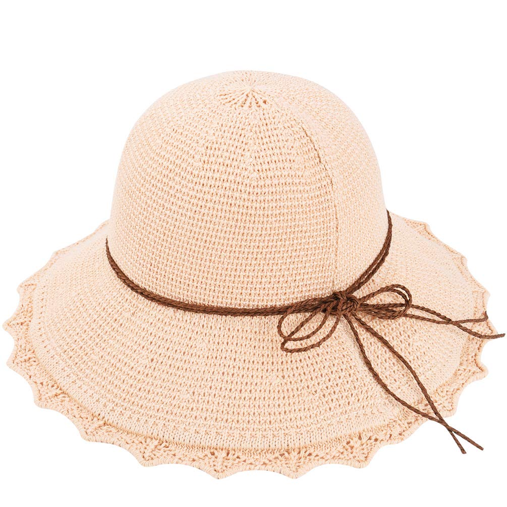VBIGER Capeline de Paille Femme Chapeau de Soleil Pliable à Bord Large Fille Casquette Visière Anti-UV pour Plage Voyage Vacances