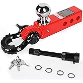 TITANMIGHT Trailer Hitch Ball Mount, Tow Shackle, Heavy Duty Solid Shank 33,000LBs Break Limit, Key Lock Pin (New Updated Model), Fits 2 Inch Receiver (Red)