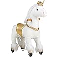REWISS Ride On Horse Natural Mechanical Kids Real Walking Horse Small Unicorn Horse Toddlers Plush Pony Riding Horse for Age 3-6 (White, 3-6Years)