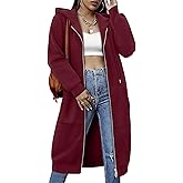 StunShow Womens Zip Up Hoodies Fleece Long Oversized Sweatshirt Jacket Casual Fall Coat with Pocket(S-3XL)