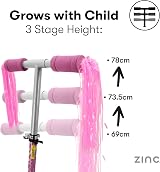 Zinc Kids Folding 2-Wheel Scooter Unicorn with Light Up Wheels 3+ Height view 5