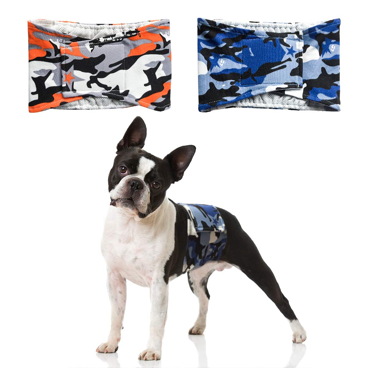 PETLESO Dog Belly Band Washable Male Dog Nappies 2 Pack Reusable Diapers for Small Medium Dogs-M