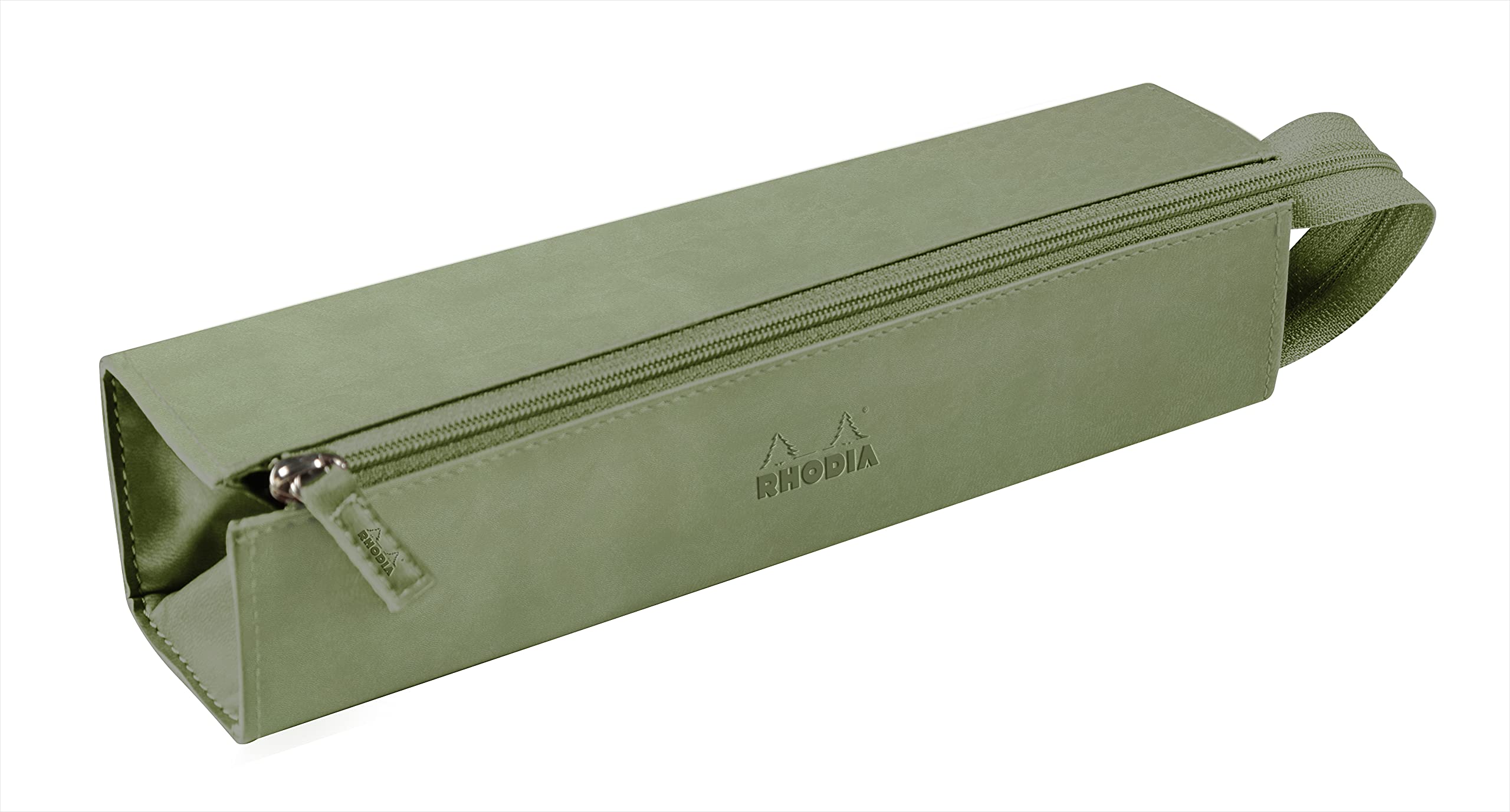 RHODIA 319032C - Pencil case Rhodiarama Celadon - 23x5x5 cm - Flat opening for use as a pencil box - Faux leather - Storage for pens, pencils, markers, small supplies