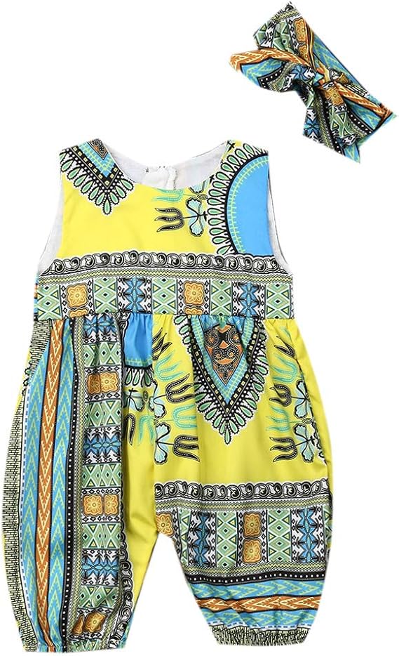Amazon Tootess キッドガールワンピースアフリカプリントノースリーブパンツズボン ワンピース チュニック 通販
