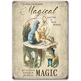 Agedsign Alice in Wonderland Poster, Vintage Metal Tin Sign Magical Solution Quotes Decor Gifts for Girls Living Room Party Decorations 12 x 8 inches