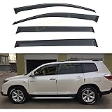 Deal 4-Piece Set JDM Style Outside Mount Tape On/Clip On Type Smoke Tinted Sun/Rain Guard Vent Window Visors Compatible with 2008-2013 Highlander
