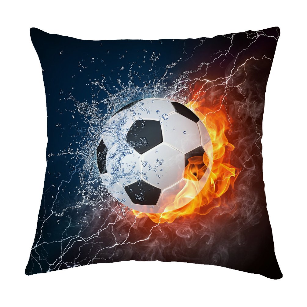 Pillow Covers Balón de fútbol Agua y Fuego poliéster Ropa de Cama ...