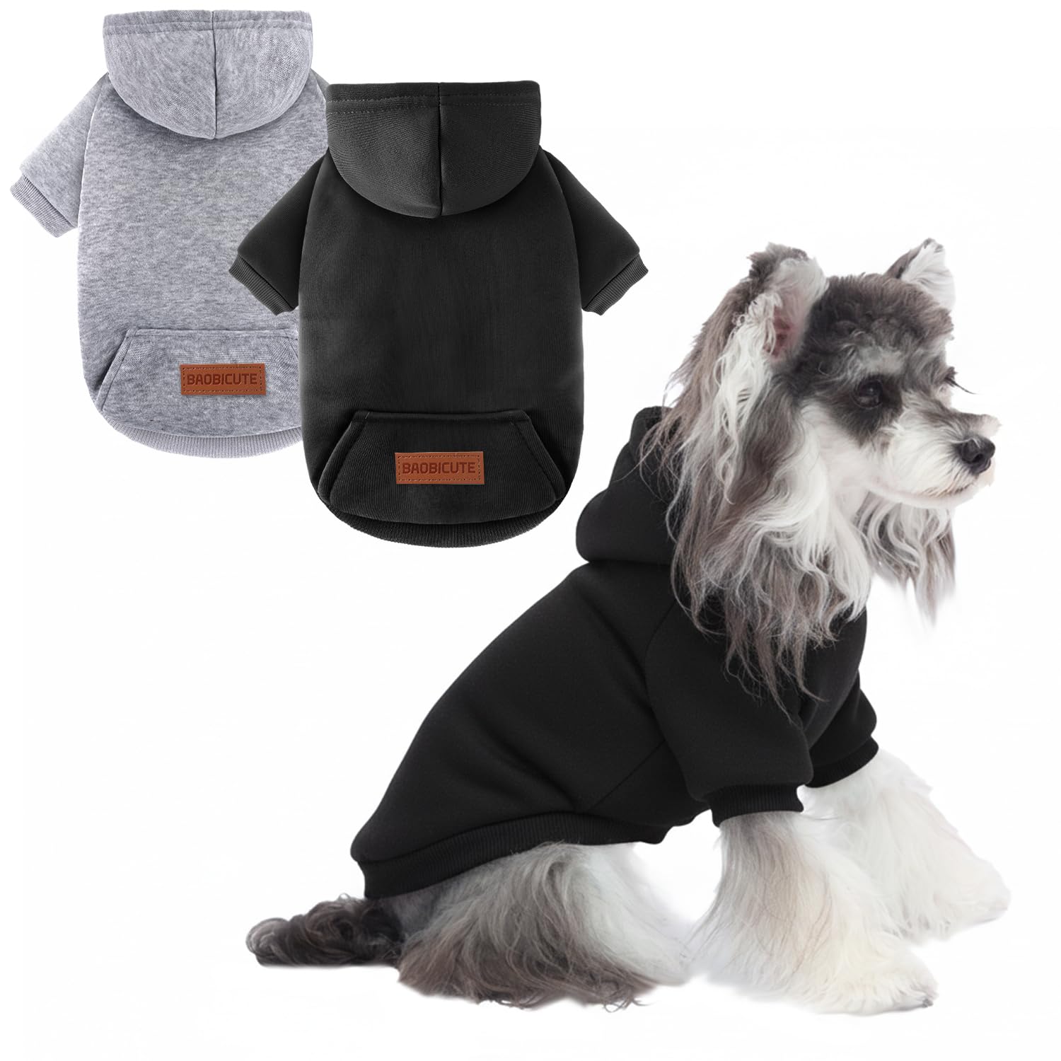 Photo 1 of 2 Pack Dog Hoodie Warm Hood Dog Sweater Cold Weather Small Dogs Sweatshirt Comfort Pet Clothes for Small Medium Dogs with Pockets Cats Chihuahua Clothes for Male Female Girl Boy Sporty Daily Wear