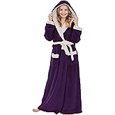 PJGGZ Long Robes For Women Floor Length, Fluffy Fleece Warm Cozy Hooded Bathrobe Plush Luxury Plus Size Winter Housecoat