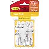 Command Medium White Wire Hooks, 7 Hooks, 8 Strips, Damage Free Hanging Wall Hooks with Adhesive Strips, No Tools Required for Hanging, Organization and Storage, Holds up to 2 lb