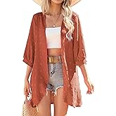 Yekaty Cardigan for Women 3/4 Sleeve Lightweight Summer Kimono Cardigan Loose Beach Cover Up 2026