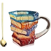 Zibaobeter Painted Book Mug, 11 Oz Novelty 3D Painted Coffee Mug, Tea Cup Full of Book Fragrance, Suitable Gift for Bookworm Readers, Writers, Librarians and Other Women(Multicolor A)