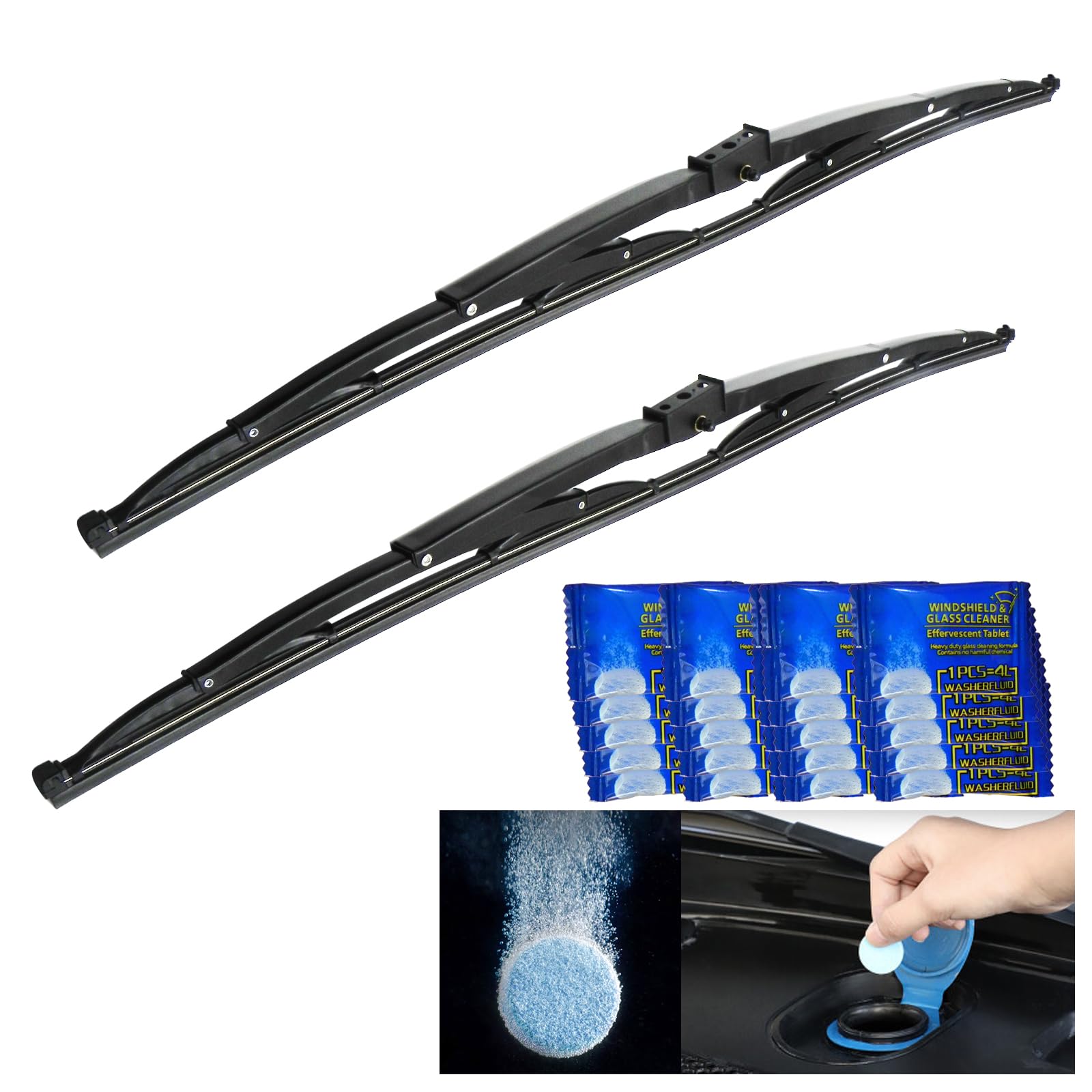 Photo 1 of 2Pcs 32" Heavy Duty Windshield Saddle Mount Wiper Blade Replacement for Motorhome Recreational Vehicle RV and Bus with 2 Rubber Refills 16.5mm width