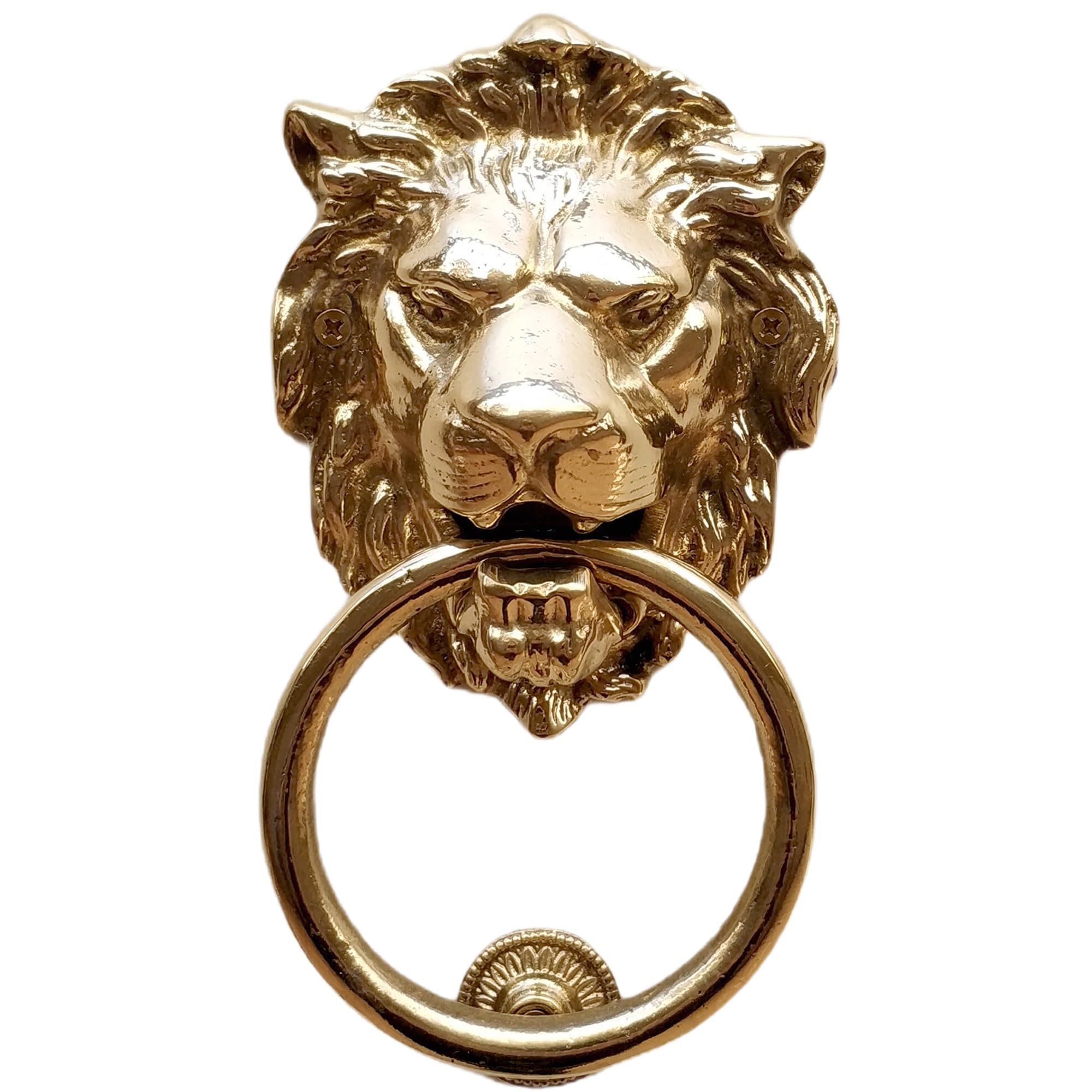 Anatolica Lions Head Door Knocker,7.1 inches,Solid Brass,Regency Period(Polished Brass)