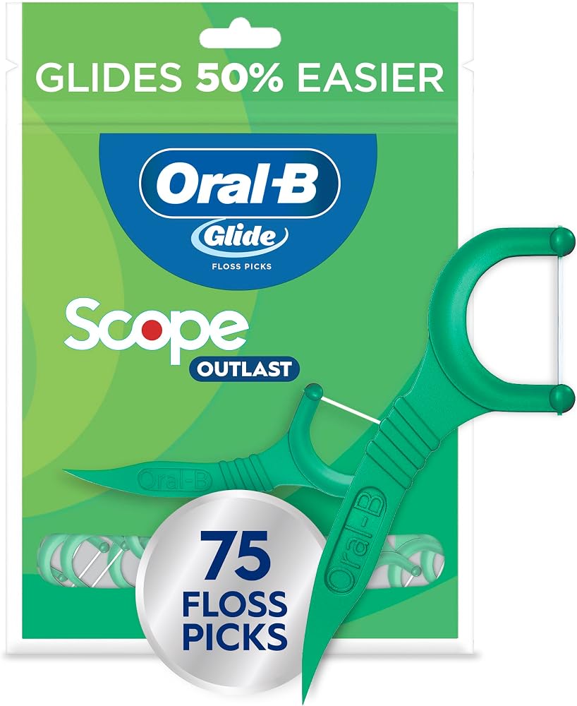 Oral-B Glide Mint Dental Floss Picks with Long Lasting Scope Flavor, 75 Picks