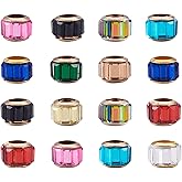 Craftdady 100Pcs Rondelle Glass European Beads Large Hole Faceted Slide Charm Beads with Gold Core 10-10.5x7mm for Leather Macrame Jewelry Craft Making Hole: 5mm