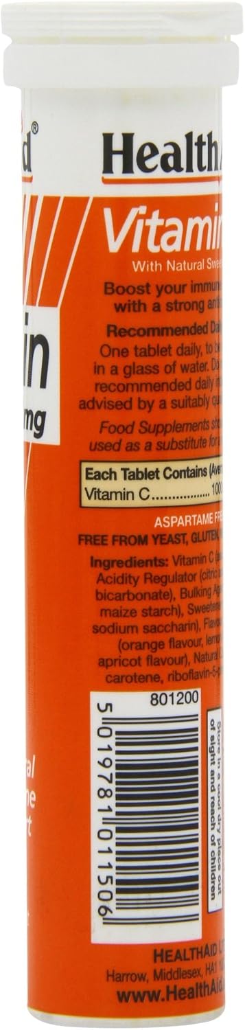 HealthAid Vitamin C 1000mg Effervescent Orange Flavour, 20 Tablets, White, 20 count (Pack of 1) - Image 4